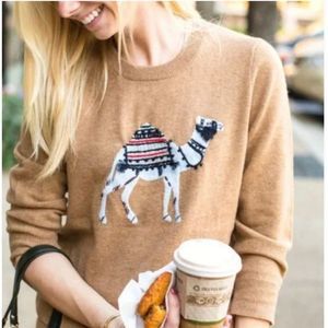 J. Crew Wool/Cashmere Blend Camel Stitch Pullover Sweater - Medium